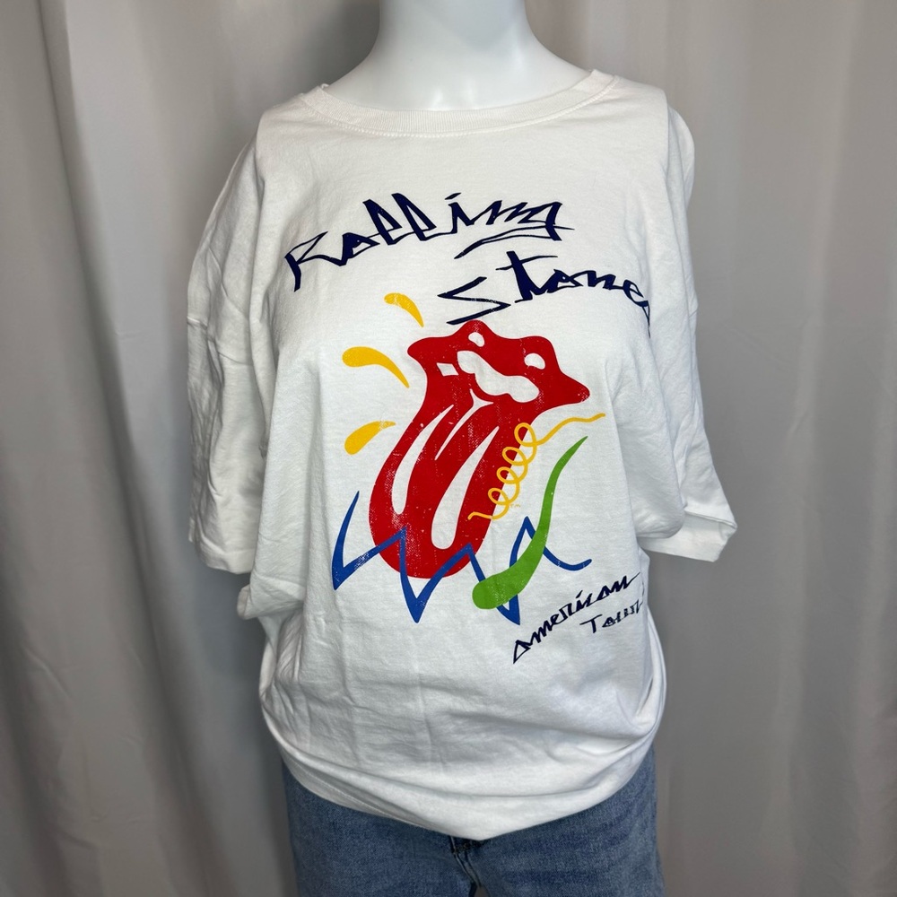 The Rolling Stones White Tee with Blue Script